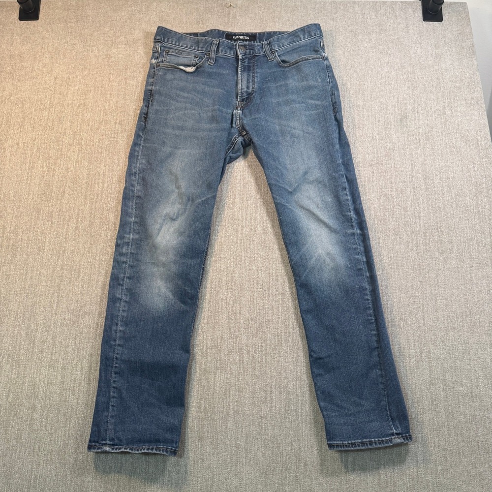 Express Slim Stretch+ Tough Denim Mens Jeans 32x30 Medium Wash Blue